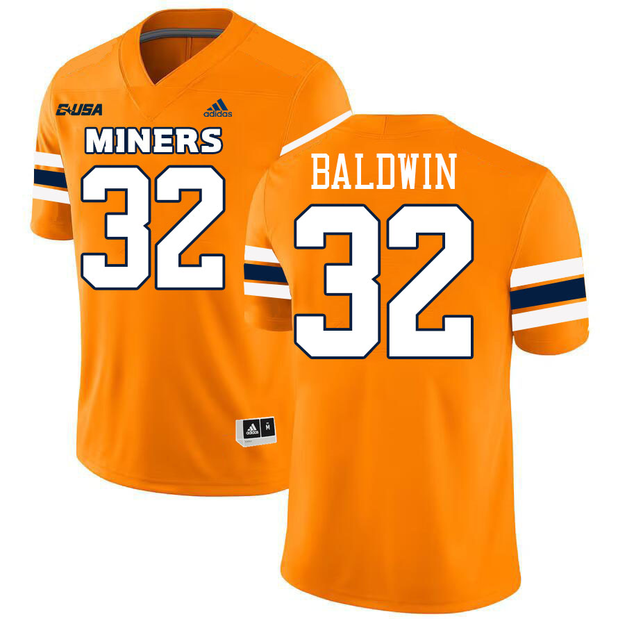 #32 Elijah Baldwin UTEP Jersey,UTEP Miners College Football Jersey,Uniforms-Orange